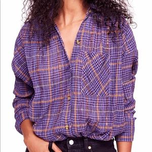 New!  •FREE PEOPLE•  Plaid Button Down